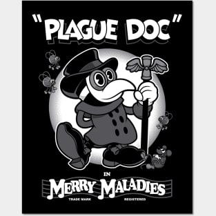 Merry Maladies - Vintage Cartoon Plague Doctor - Rubber Hose Posters and Art